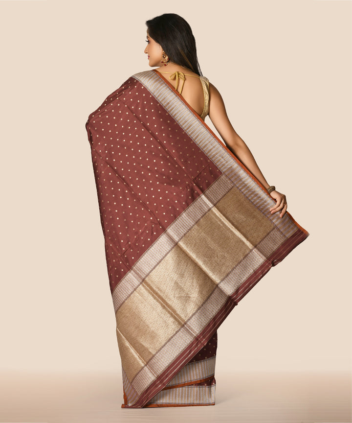 Brown handwoven banarasi silk saree