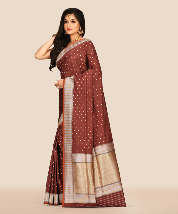 Brown handwoven banarasi silk saree