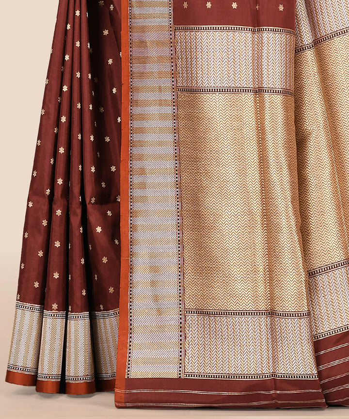 Brown handwoven banarasi silk saree