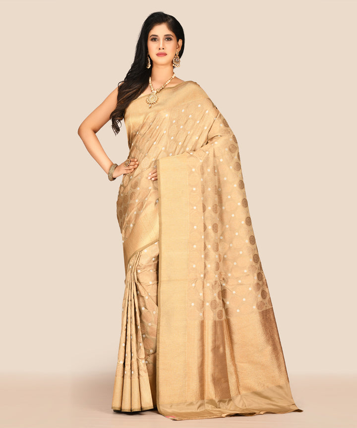 Gold handwoven banarasi silk saree