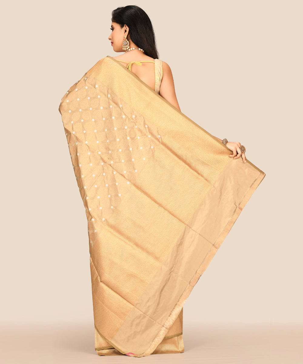 Gold handwoven banarasi silk saree