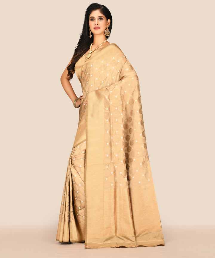 Gold handwoven banarasi silk saree