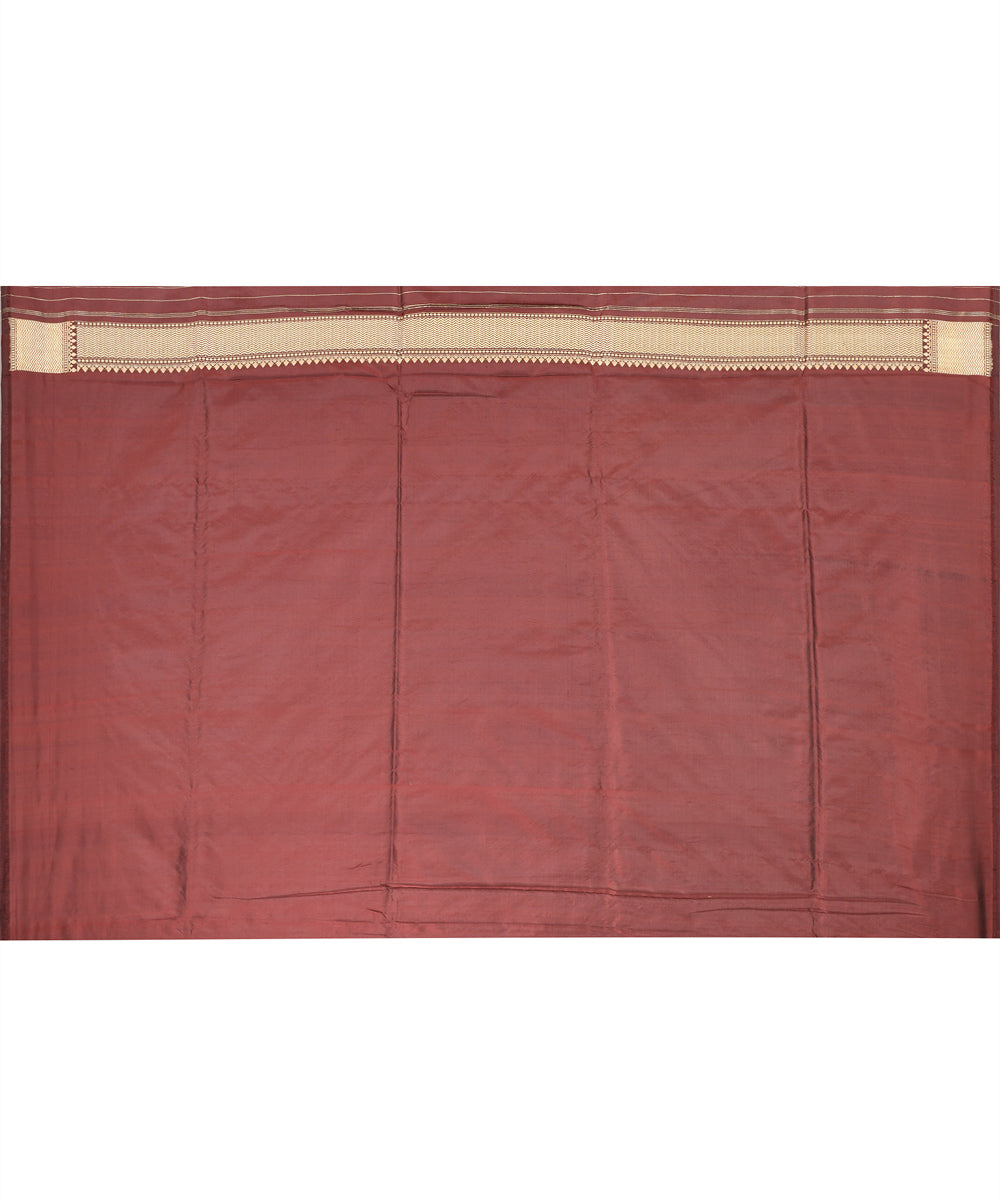 Gold with brown handwoven banarasi silk saree