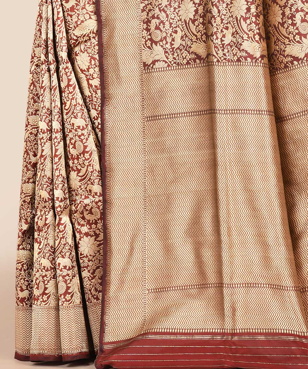 Maroon handwoven banarasi silk saree