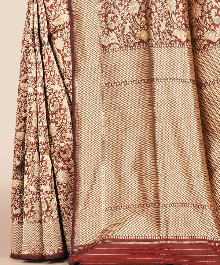 Maroon handwoven banarasi silk saree