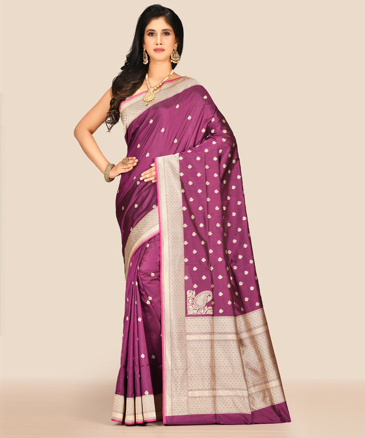 Light purple handwoven banarasi silk saree