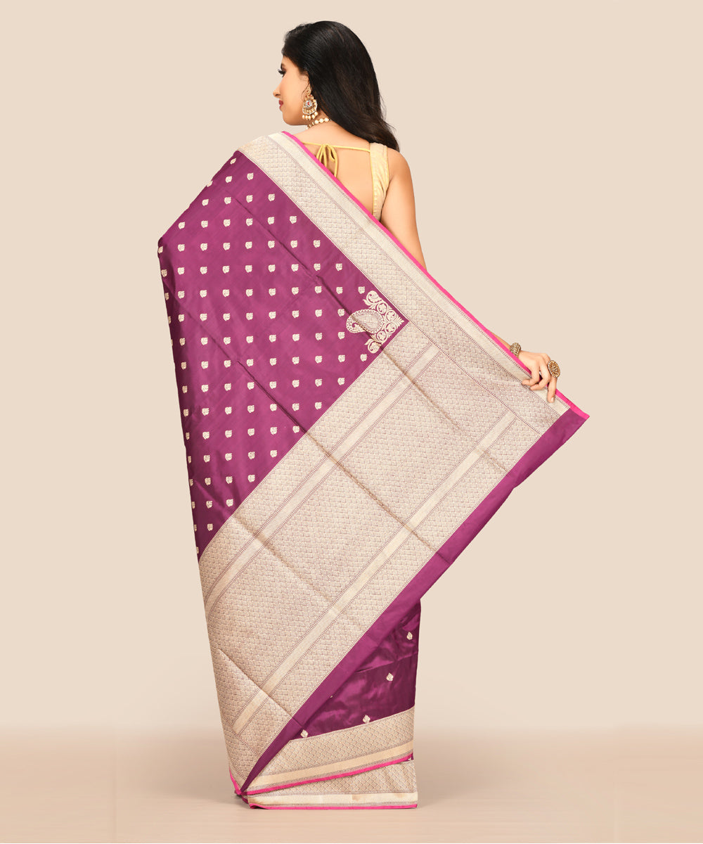 Light purple handwoven banarasi silk saree