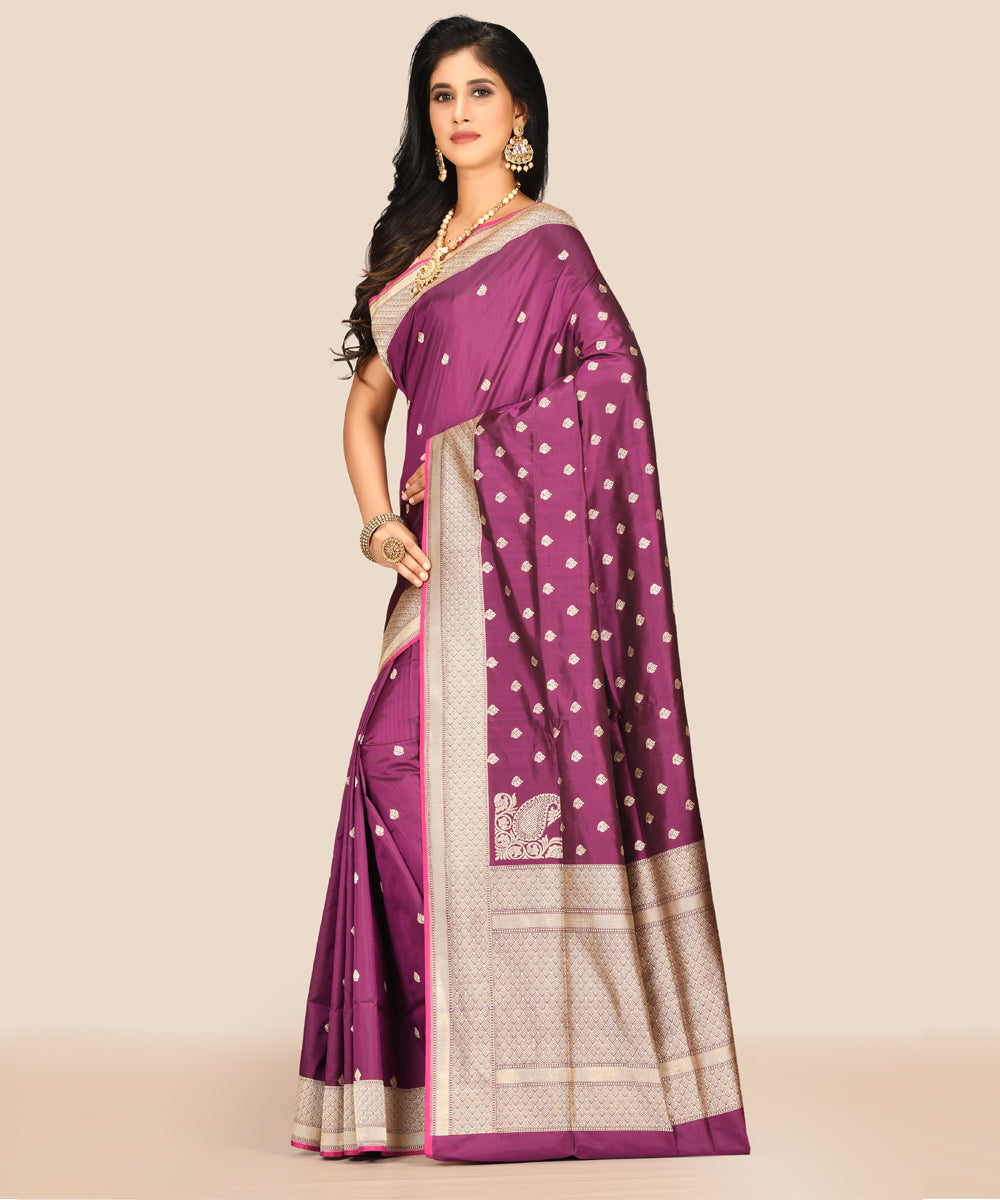 Light purple handwoven banarasi silk saree