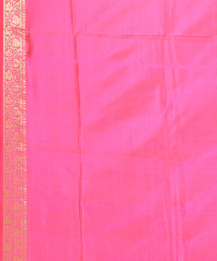 Bright pink handwoven banarasi silk saree