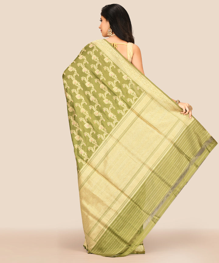 Green handwoven banarasi silk saree