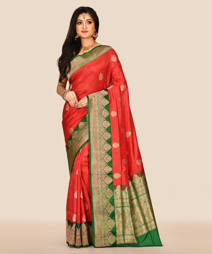 Red handwoven banarasi silk saree