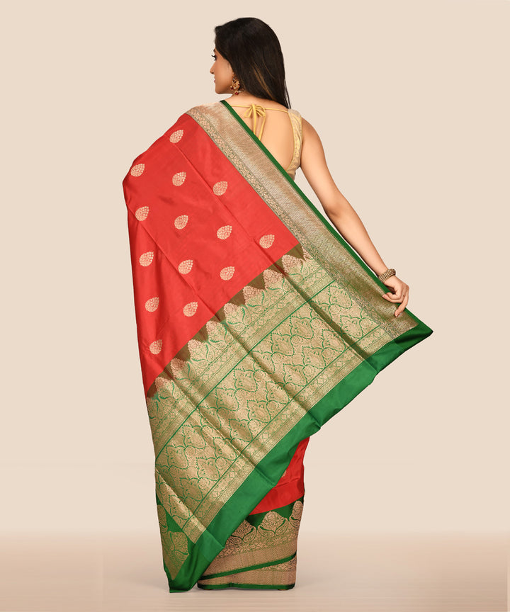 Red handwoven banarasi silk saree