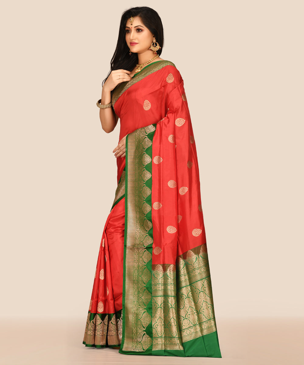 Red handwoven banarasi silk saree