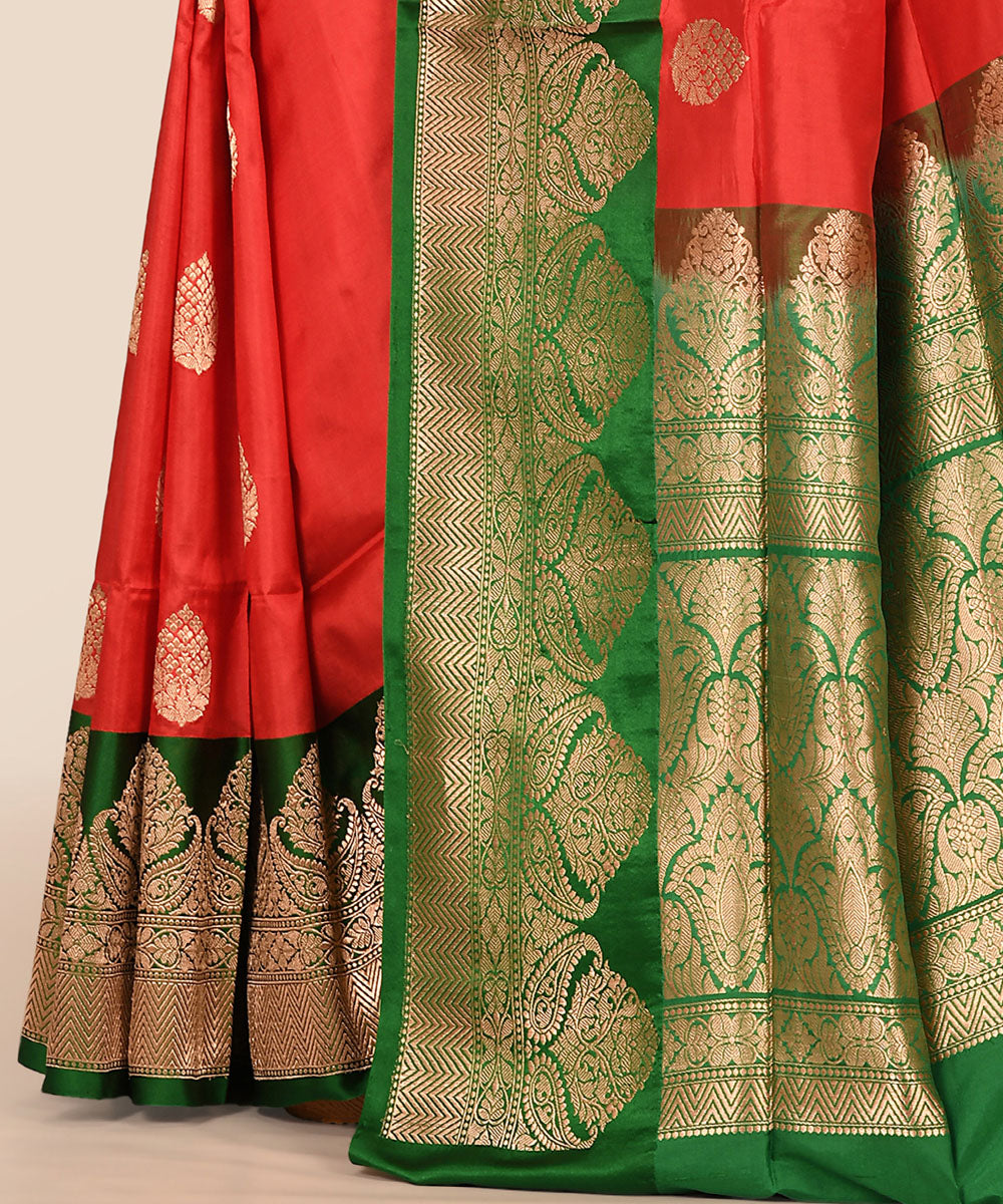 Red handwoven banarasi silk saree