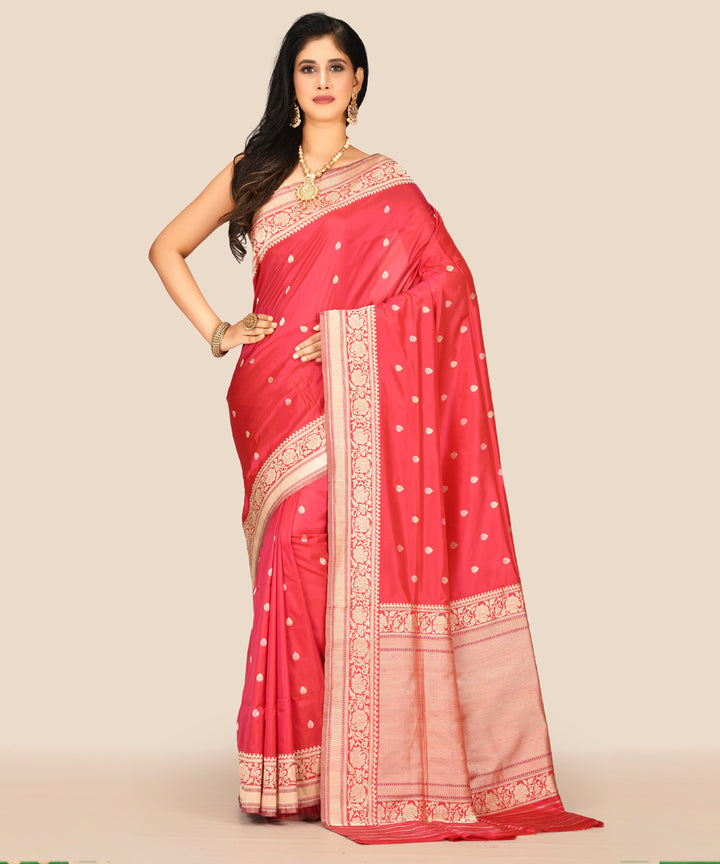 Red hand woven banarasi silk saree