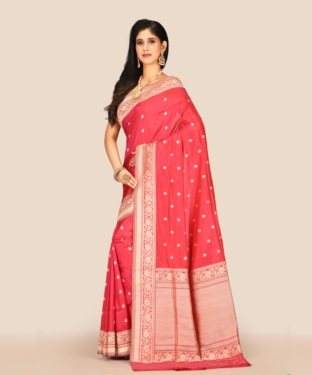 Red hand woven banarasi silk saree