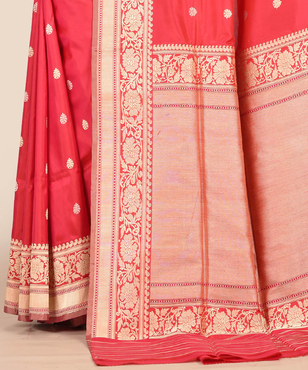 Red hand woven banarasi silk saree