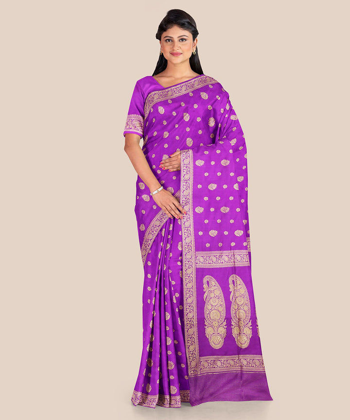 Purple handwoven banarasi silk saree