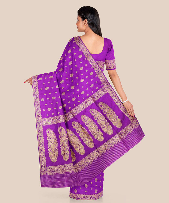 Purple handwoven banarasi silk saree