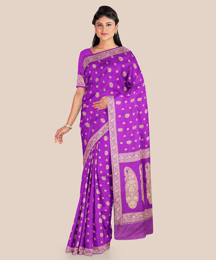 Purple handwoven banarasi silk saree