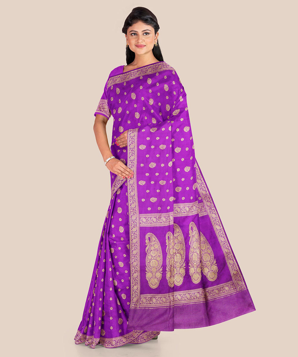 Purple handwoven banarasi silk saree