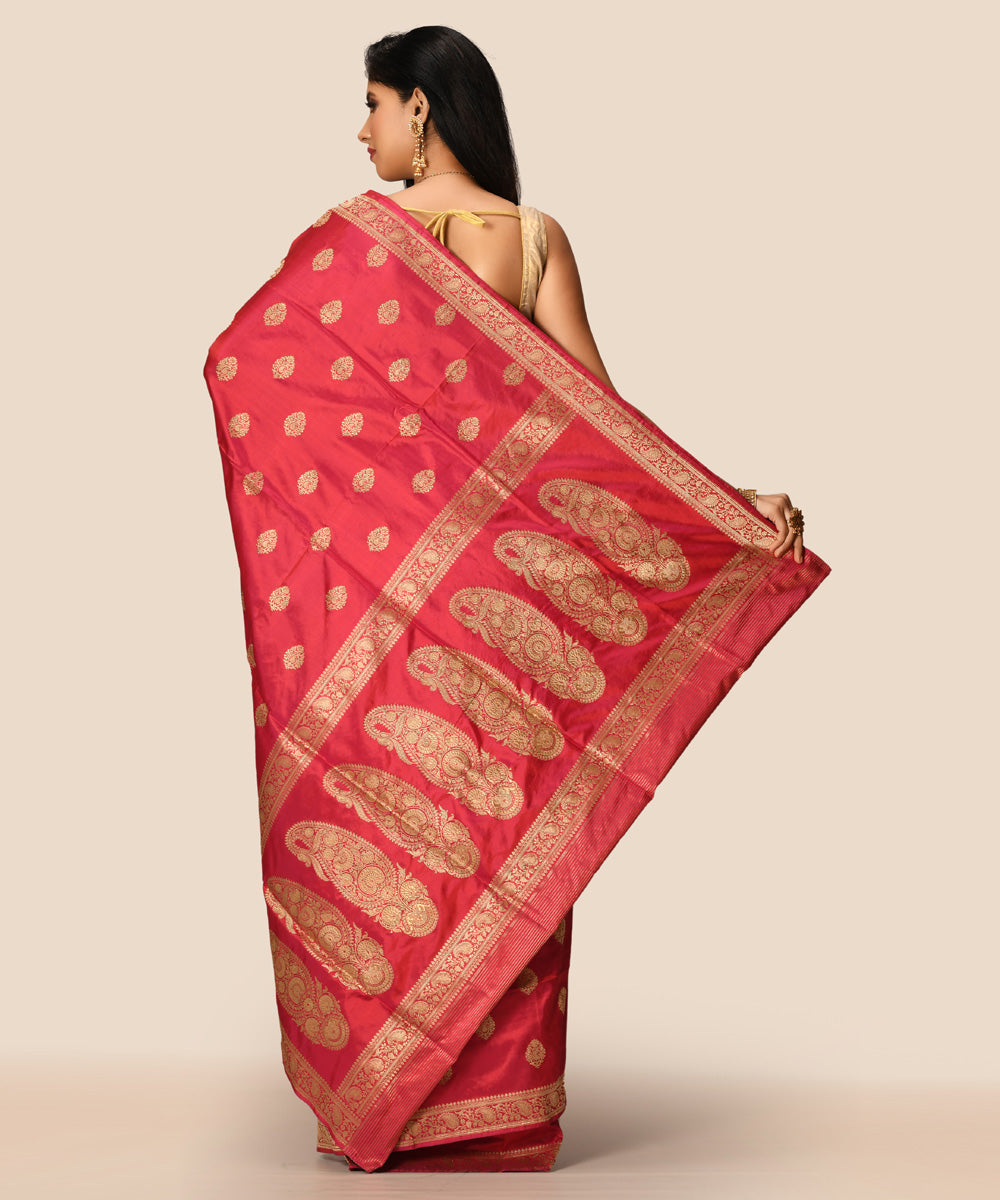 Red handloom banarasi silk saree