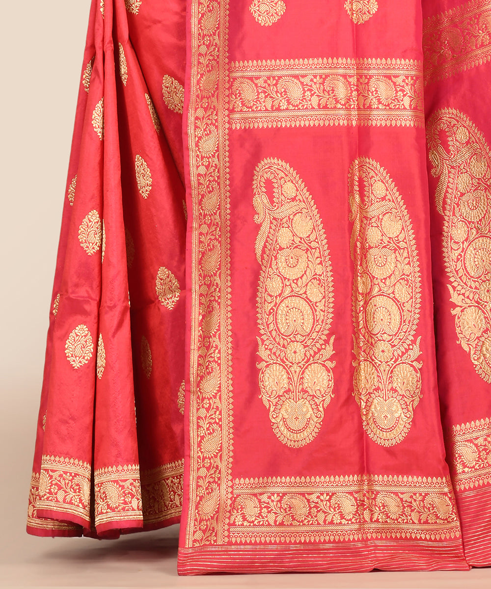 Red handloom banarasi silk saree