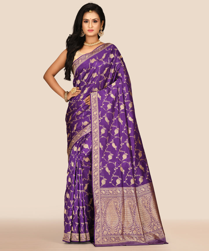 Purple handwoven banarasi silk saree