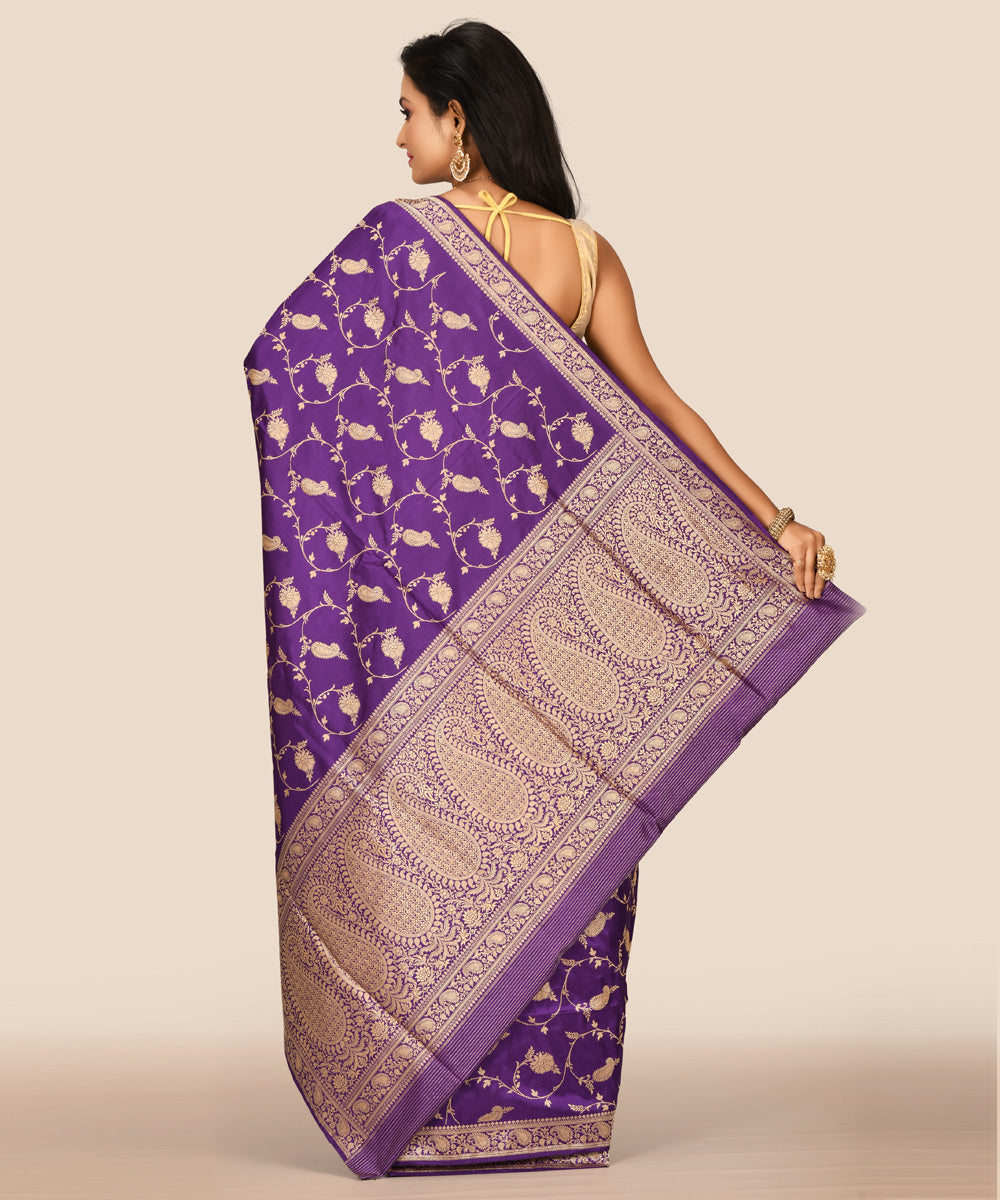 Purple handwoven banarasi silk saree