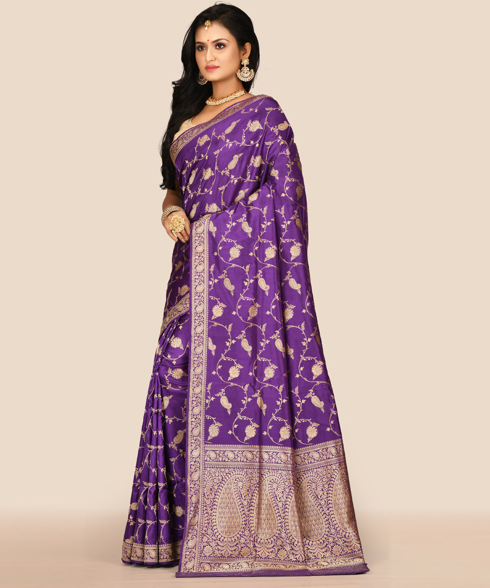 Purple handwoven banarasi silk saree