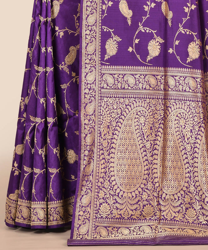 Purple handwoven banarasi silk saree