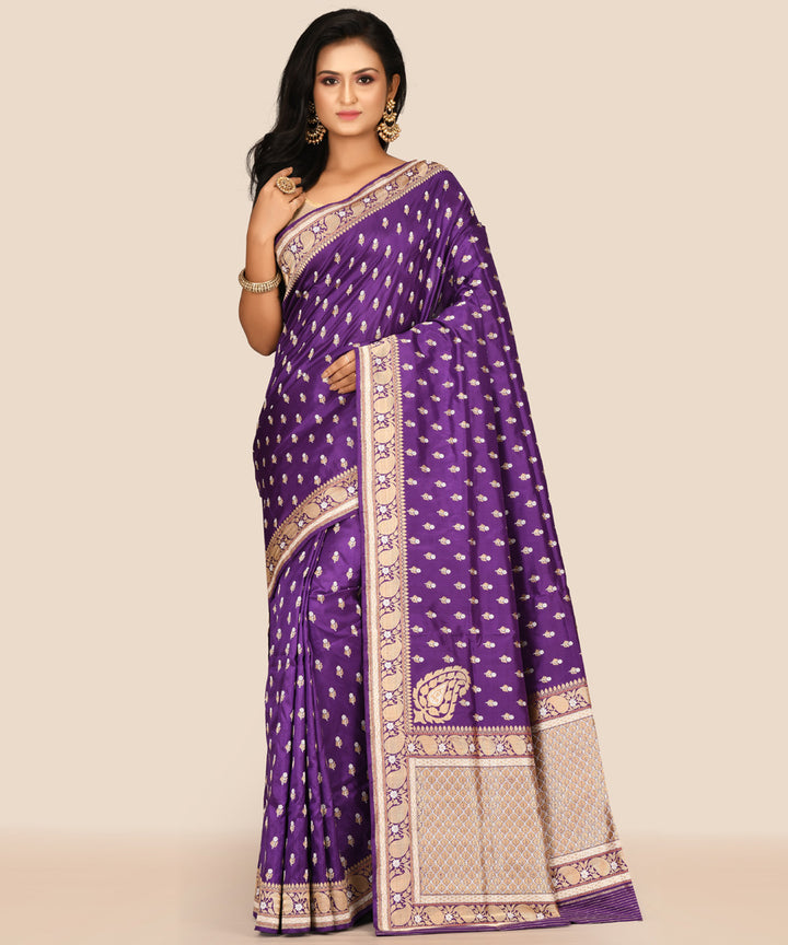 Purple handloom banarasi silk saree