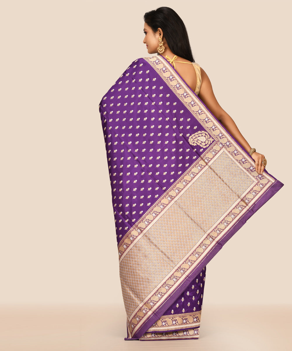 Purple handloom banarasi silk saree
