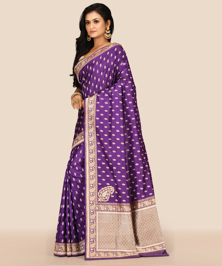 Purple handloom banarasi silk saree