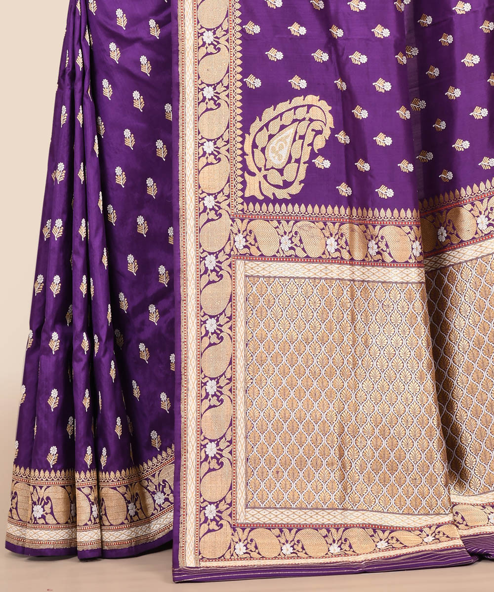 Purple handloom banarasi silk saree