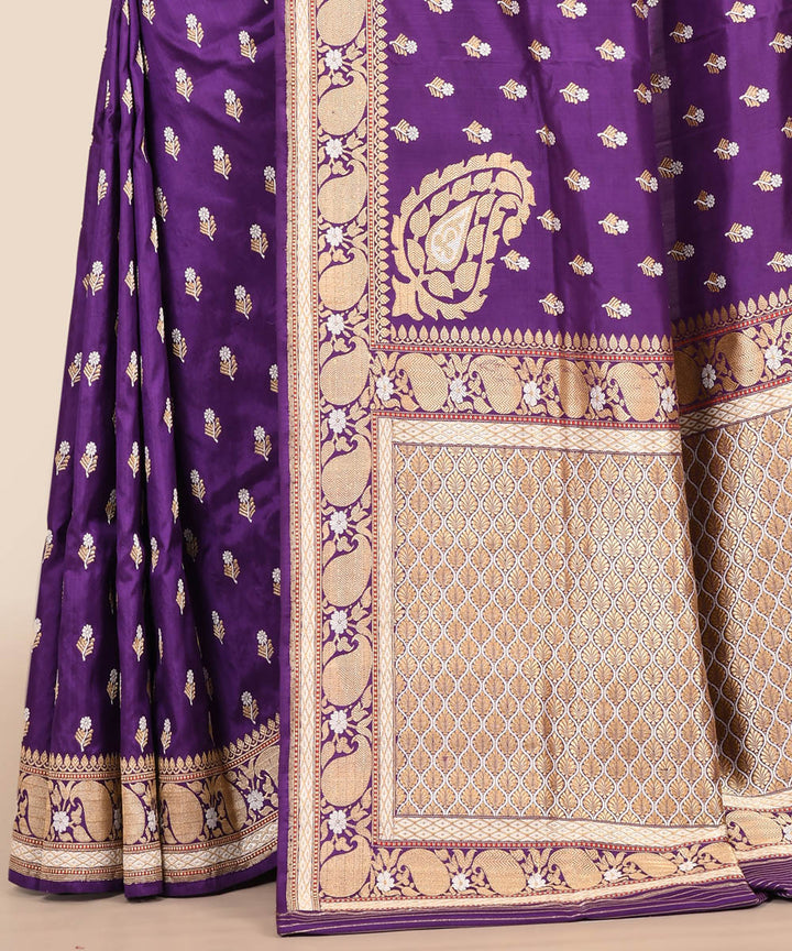 Purple handloom banarasi silk saree