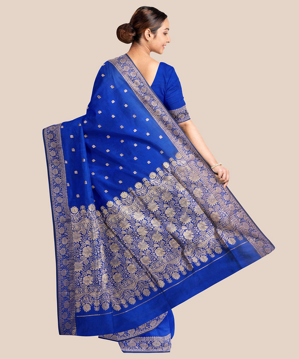 Blue handloom banarasi silk saree