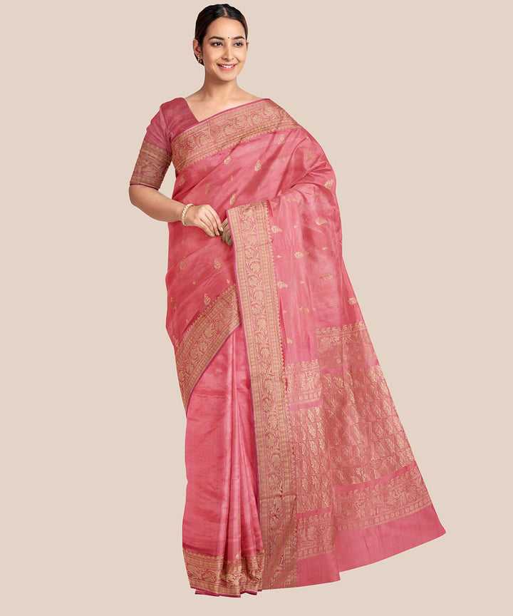 Pink handloom banarasi silk saree