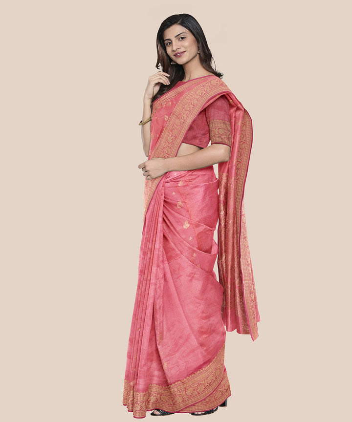 Pink handloom banarasi silk saree