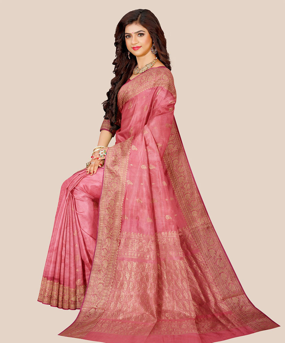 Pink handloom banarasi silk saree