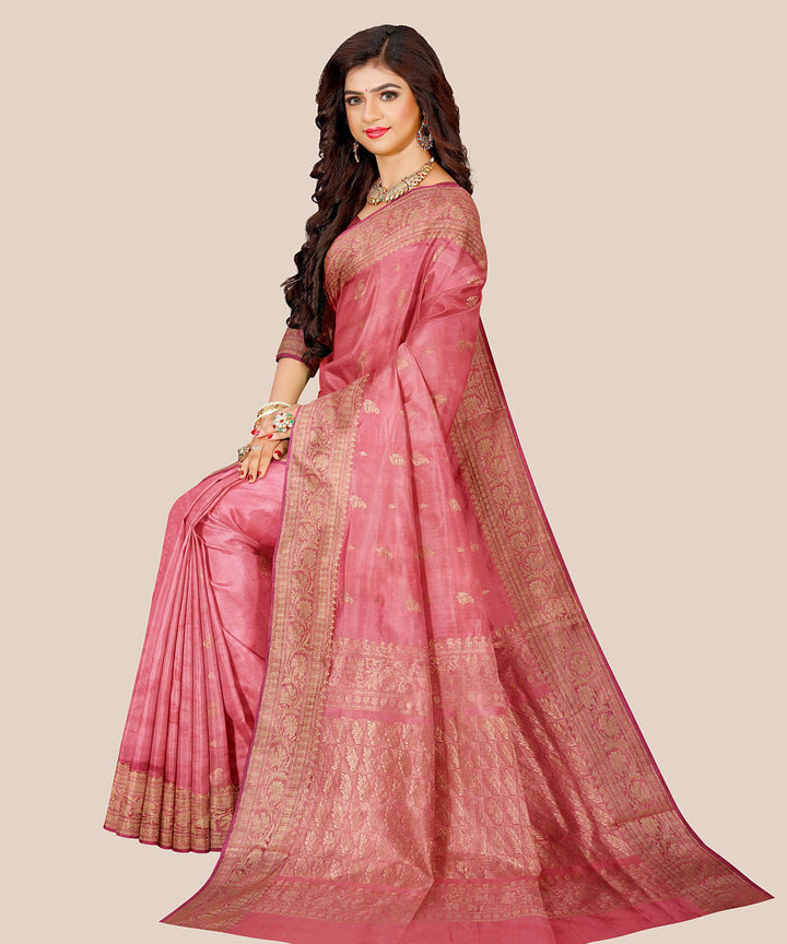 Pink handloom banarasi silk saree