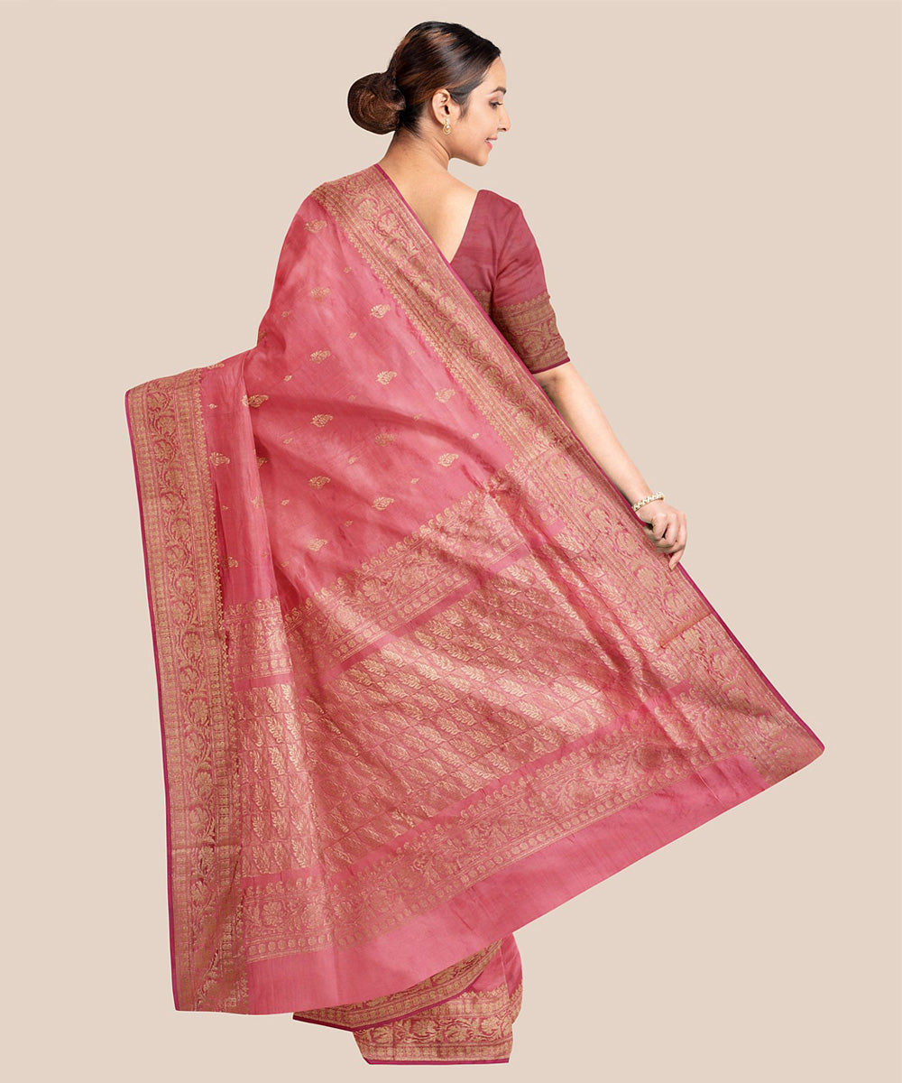 Pink handloom banarasi silk saree