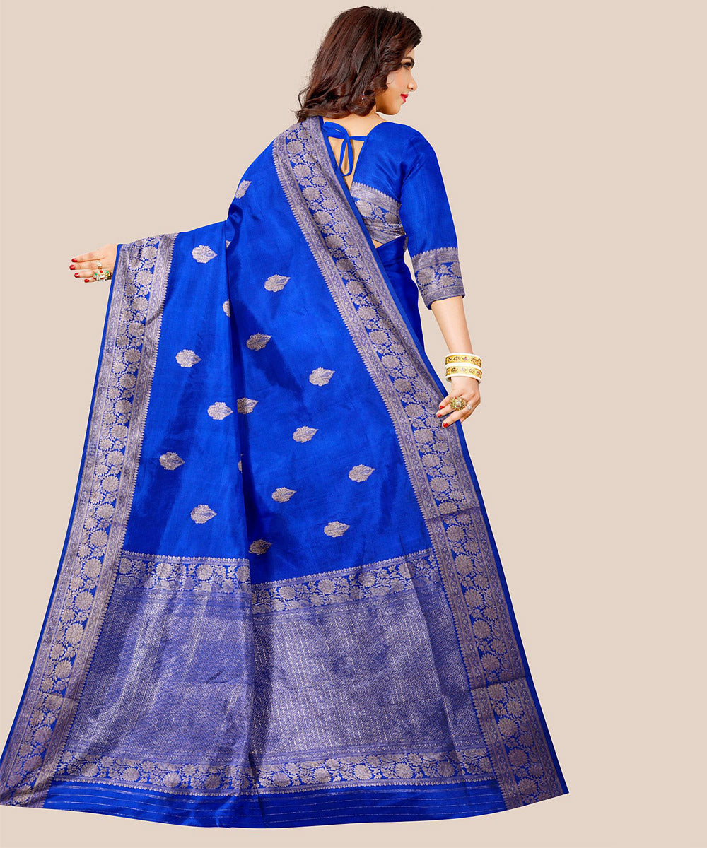 Dark blue handloom banarasi silk saree