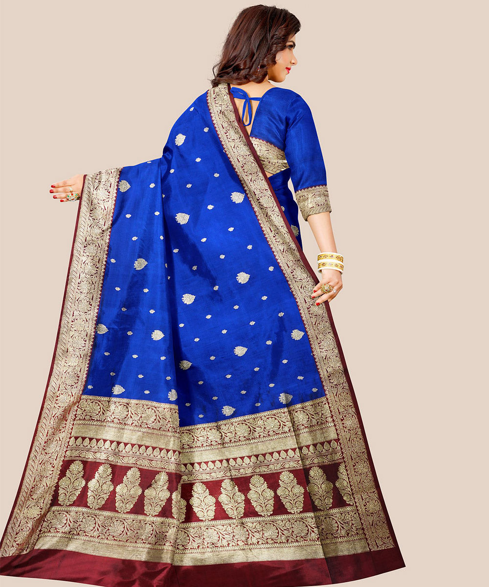 Dark blue hand loom banarasi silk saree