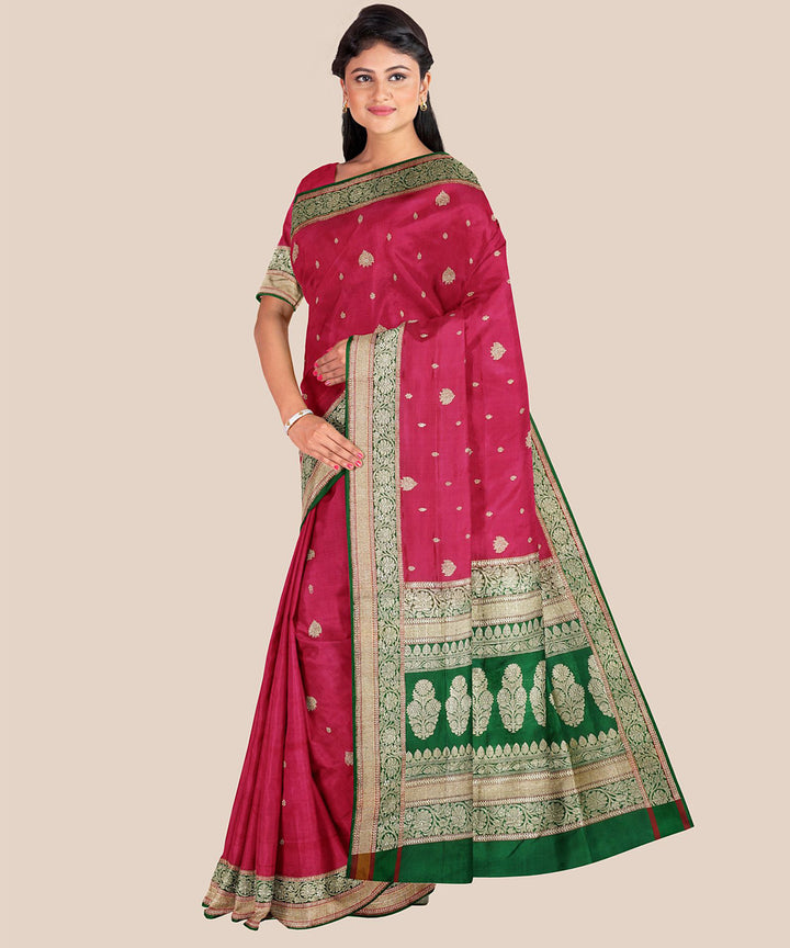 Maroon handloom banarasi silk saree