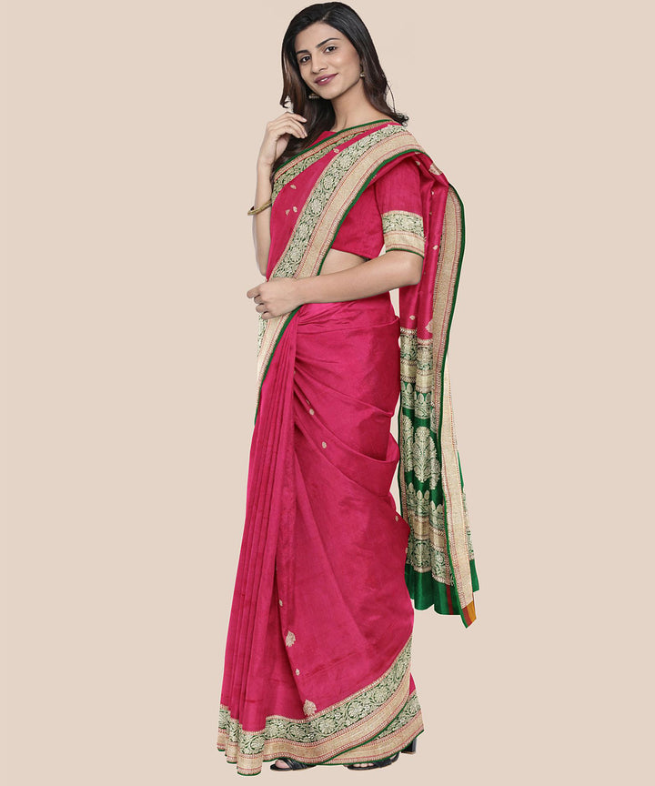 Maroon handloom banarasi silk saree