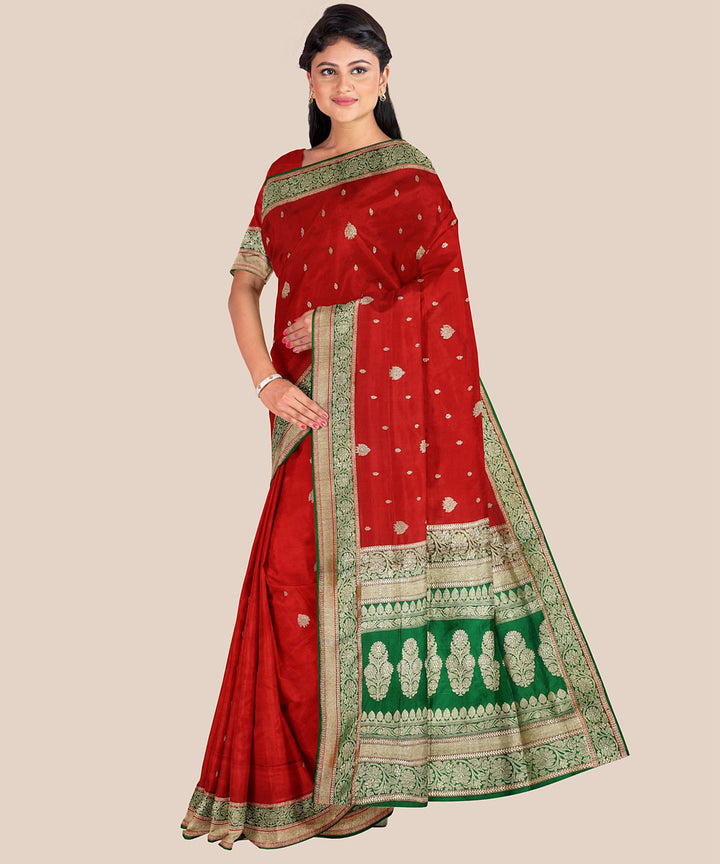 Red handloom banarasi silk saree