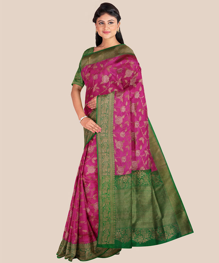 Purple green handloom banarasi silk saree