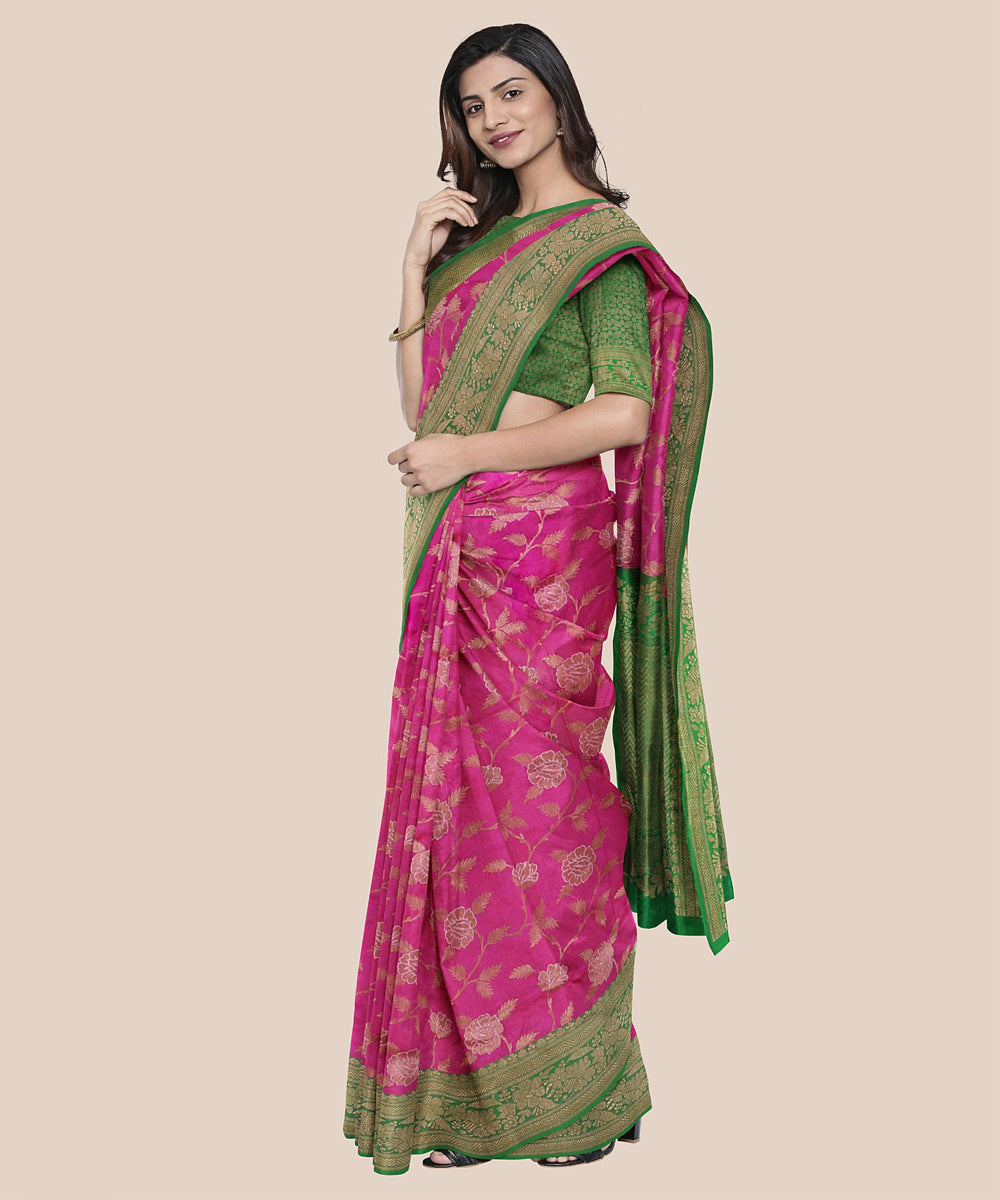 Purple green handloom banarasi silk saree