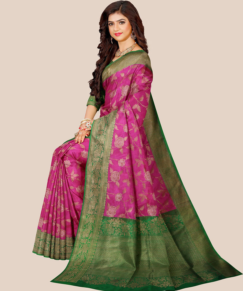 Purple green handloom banarasi silk saree